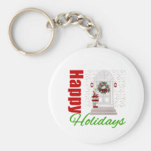 Happy Holidays Decorated Door v2 Key Chains