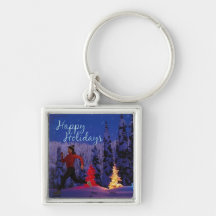 Happy Holidays - Female Runner Keychain