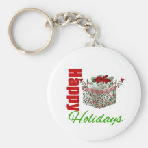 Happy Holidays Gift Box Key Chain