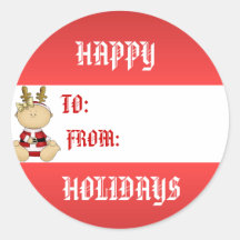 Happy Holidays Gift Tag . Round Sticker