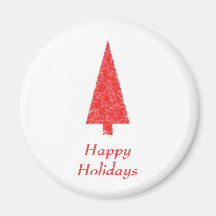 Happy Holidays Greeting. Red Christmas Tree Fridge Magnet