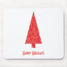 Happy Holidays Greeting. Red Christmas Tree Mouse Pads