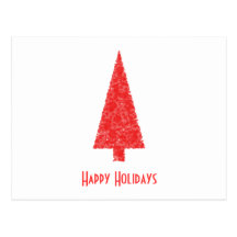 Happy Holidays Greeting. Red Christmas Tree Post Card