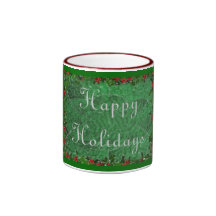 Happy Holidays in Green Stained Glass Coffee Mug