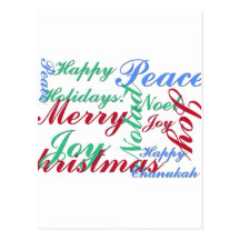 Happy Holidays, Merry Christmas, Peace, Happy Chan Post Card