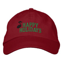 Happy Holidays Music Embroidered Hat