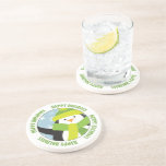 Happy Holidays Penguin in Circle Sandstone Coaster