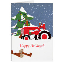 Happy Holidays! Red Tractor Card