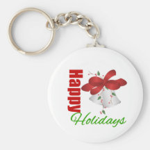 Happy Holidays Silver Bells Keychain