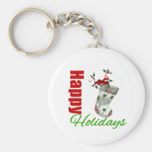 Happy Holidays Stocking Keychains