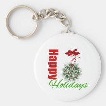 Happy Holidays Wreath Bow Key Chain
