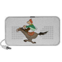 Happy Horseback Riding Jockey Cartoon Doodle Travelling Speakers