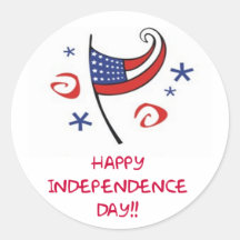 Happy Independence Day Round Sticker