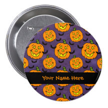 Happy Jackolanterns and Bats Buttons