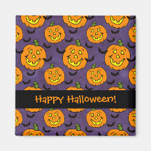 Happy Jackolanterns and Bats Magnets
