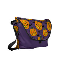 Happy Jackolanterns and Bats Messenger Bags