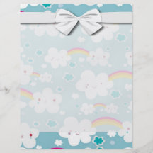 happy kawaii rainbow and cloud sky pattern full color flyer