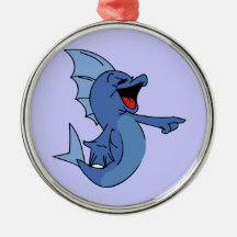 HAPPY LAUGHING BLUE CARTOON FISH GRAPHIC HUMOR LIG CHRISTMAS TREE ORNAMENTS