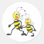 Happy Mother and Daughter Bee Walking Together Stickers