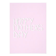 Happy Mothers Day. In pink and White. Custom Personalised Invites
