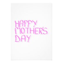 Happy Mothers Day.  Pink Letters. Personalized Invitation