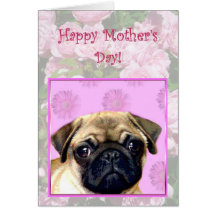 Happy Mother's day Pug dog greeting card
