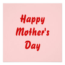 Happy Mothers Day. Red and Pink. Custom Announcement