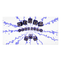 Happy Mother's Day toy blocks in blue. Personalized Photo Card