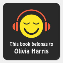 Happy music smiley bookplate stickers/book labels