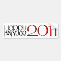 Happy New Year 2011 red black Bumper Sticker