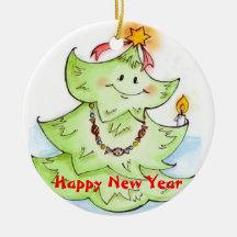 Happy New Year Fir-Tree Ornament