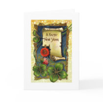 Happy New Year Scroll Greeting Cards