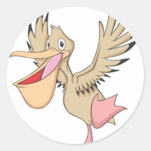 Happy Pelican Bird Round Sticker