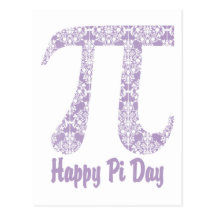 Happy Pi Day Lavender Damask Post Cards