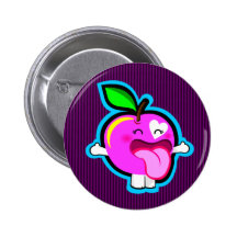 Happy pink apple button
