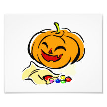 happy pumpkin bag of candy halloween art photo