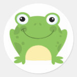 Happy Round Frog Round Stickers