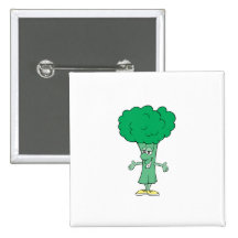 happy silly broccoli cartoon buttons