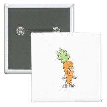happy silly carrot cartoon pinback buttons