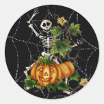 HAPPY SKELETON & JACK by SHARON SHARPE Round Stickers