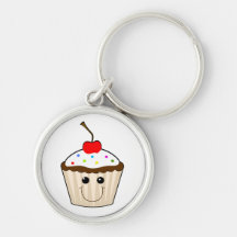 happy smiley face kawaii cupcake character keychain