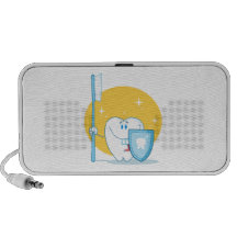 Happy Smiling Tooth With Toothbrush And Shield Speaker