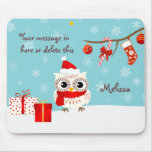 Happy Snow Owl Greetings Mousepad
