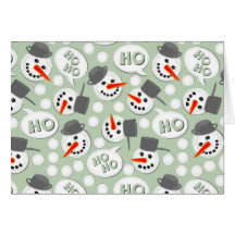 happy snowmans on green blue polka dots greeting cards