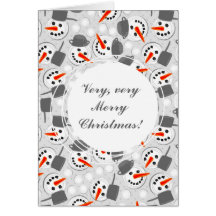 happy snowmans on grey polka dots cards