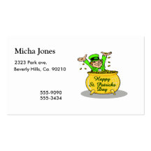 Happy St. Patricks Day Pot Of Gold Business Card Template