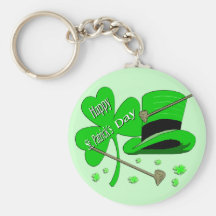 Happy St Patrick's Day Shamrock Keychain