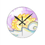 Happy sunrise smiling sun wall clocks