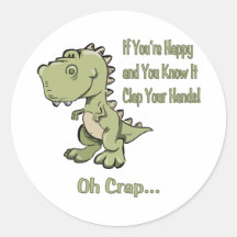 Happy T-Rex Round Stickers