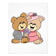 happy teddy bear couple design custom invite